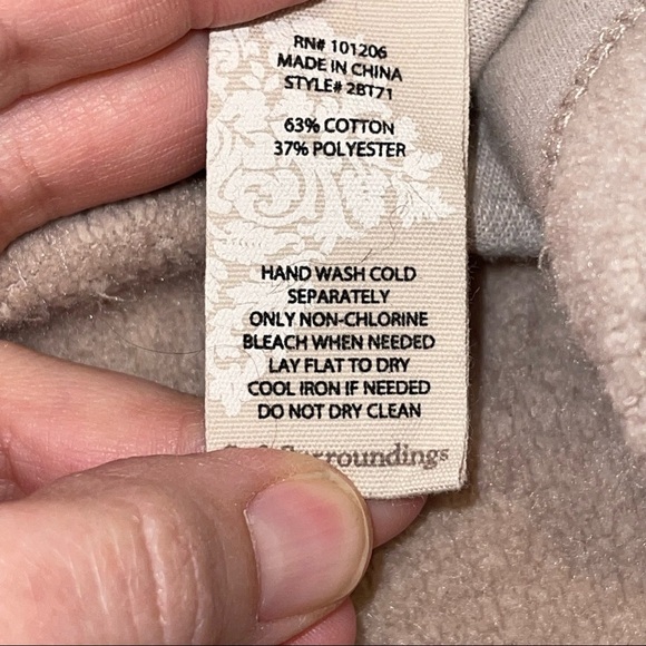 Soft Surroundings Tan Hooded Teddy Pullover Top M - Picture 8 of 13